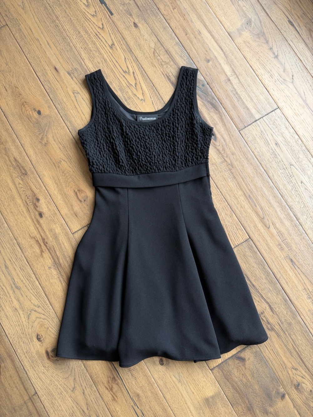 Pendleton Black Textured Bodice Fit & Flare Mini Dress